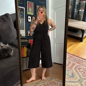 Black jersey knit jumpsuit